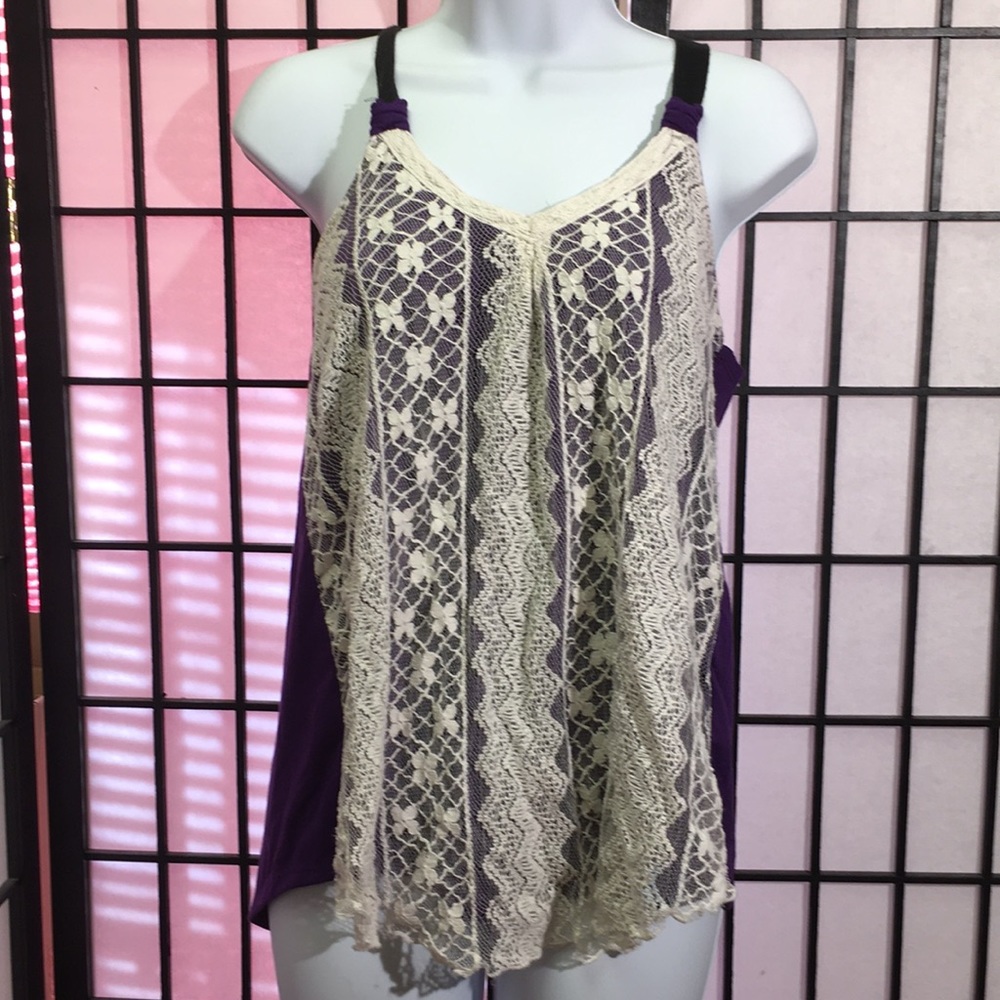 Beta House Tank Lace Overlay Size L